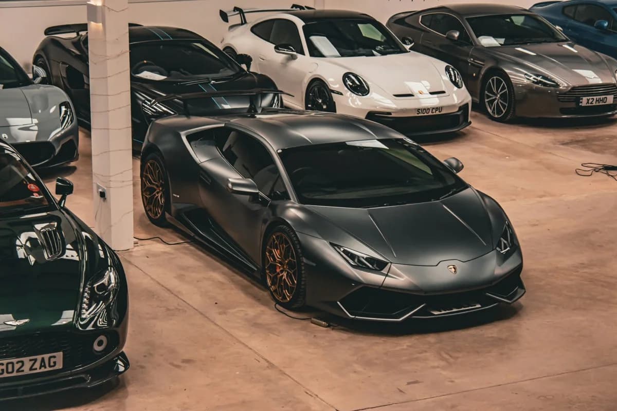 Premium car storage facility showcasing luxury and classic vehicles